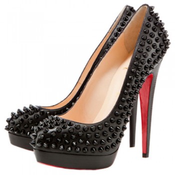 Replica Christian Louboutin Bianca Spikes 140mm Platforms Black Cheap Fake Shoes