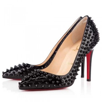 Replica Christian Louboutin Pigalle Spikes 100mm Pumps Black Cheap Fake Shoes