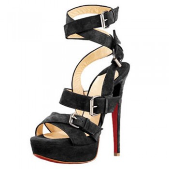 Replica Christian Louboutin Toutenkaboucle 140mm Sandals Black Cheap Fake Shoes