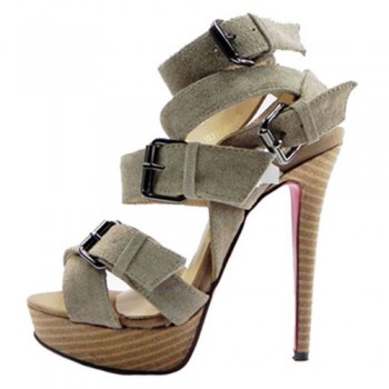 Replica Christian Louboutin Toutenkaboucle 140mm Sandals Taupe Cheap Fake Shoes