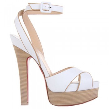 Replica Christian Louboutin Vivaeva 160mm Sandals White Cheap Fake Shoes