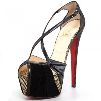 Replica Christian Louboutin Divinoche 160mm Sandals Black Cheap Fake Shoes