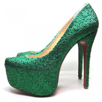 Replica Christian Louboutin Daffodile 160mm Platforms Dark Green Cheap Fake Shoes