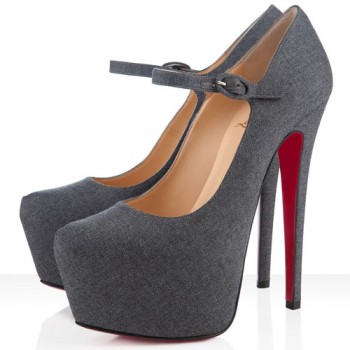 Replica Christian Louboutin Lady Daf 160mm Mary Jane Pumps Light Grey Cheap Fake Shoes