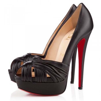 Replica Christian Louboutin Jenny 140mm Peep Toe Pumps Black Cheap Fake Shoes