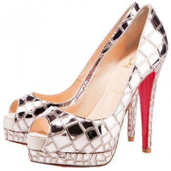 Replica Christian Louboutin Sobek 100mm Peep Toe Pumps Platine Cheap Fake Shoes