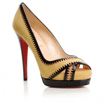 Replica Christian Louboutin Very Jaws 140mm Peep Toe Pumps Yellow Cheap Fake Shoes