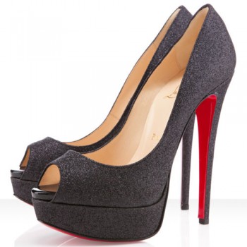 Replica Christian Louboutin Lady Peep Spikes 140mm Peep Toe Pumps Black Cheap Fake Shoes