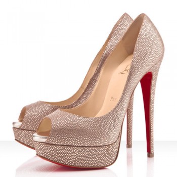 Replica Christian Louboutin Lady Peep Spikes 140mm Peep Toe Pumps Gold Cheap Fake Shoes