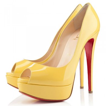 Replica Christian Louboutin Lady 140mm Peep Toe Pumps Canari Cheap Fake Shoes