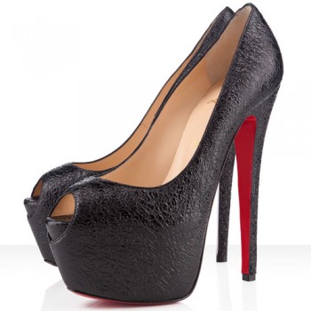 Replica Christian Louboutin Highness 160mm Peep Toe Pumps Black Cheap Fake Shoes