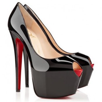 Replica Christian Louboutin Highness 160mm Peep Toe Pumps Black Cheap Fake Shoes