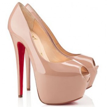 Replica Christian Louboutin Highness 160mm Peep Toe Pumps Nude Cheap Fake Shoes