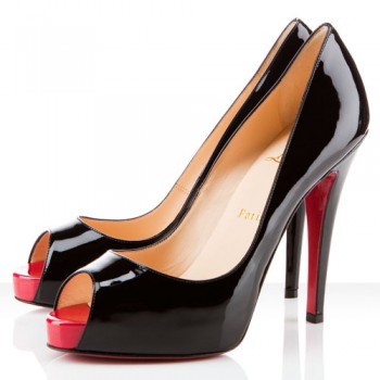 Replica Christian Louboutin Very Prive 120mm Peep Toe Pumps Black Cheap Fake Shoes