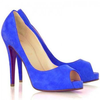 Replica Christian Louboutin Very Prive 120mm Peep Toe Pumps Blue Cheap Fake Shoes