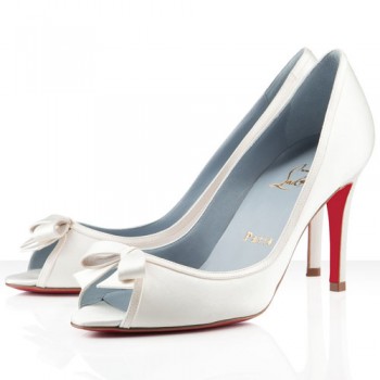 Replica Christian Louboutin Milady 80mm Peep Toe Pumps Off White Cheap Fake Shoes