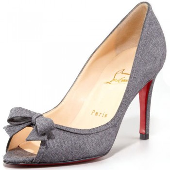 Replica Christian Louboutin Milady 80mm Peep Toe Pumps Light Grey Cheap Fake Shoes