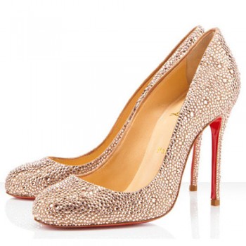 Replica Christian Louboutin Fifi Strass 100mm Special Occasion Light Peach Cheap Fake Shoes