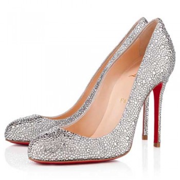 Replica Christian Louboutin Fifi Strass 100mm Pumps Silver Cheap Fake Shoes