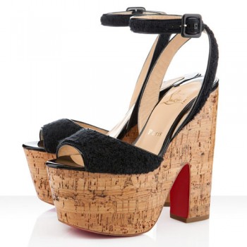 Replica Christian Louboutin Super Dombasle 140mm Wedges Black Cheap Fake Shoes