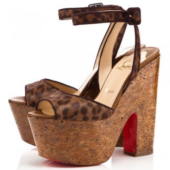 Replica Christian Louboutin Super Dombasle 140mm Wedges Leopard Cheap Fake Shoes