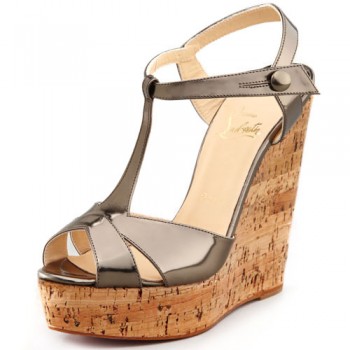Replica Christian Louboutin Marina Liege 140mm Wedges Taupe Cheap Fake Shoes
