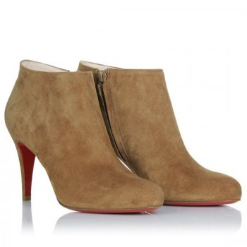 Replica Christian Louboutin Belle 80mm Ankle Boots Brown Cheap Fake Shoes