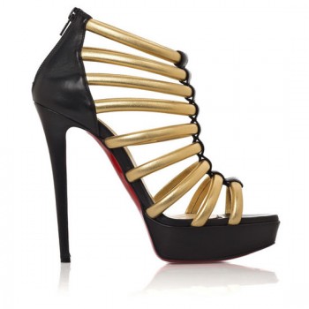 Replica Christian Louboutin Romaine 140mm Ankle Boots Gold Cheap Fake Shoes