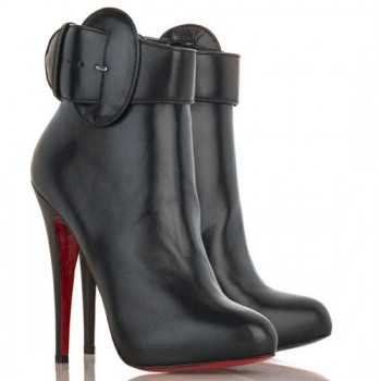 Replica Christian Louboutin Trottinette 140mm Ankle Boots Black Cheap Fake Shoes