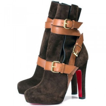 Replica Christian Louboutin Guerriere 120mm Ankle Boots Chocolate Cheap Fake Shoes