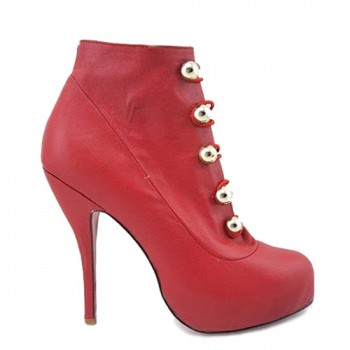 Replica Christian Louboutin Fifre Corset 120mm Ankle Boots Red Cheap Fake Shoes