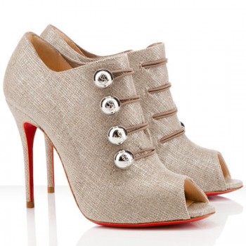 Replica Christian Louboutin Loubout 100mm Ankle Boots Taupe Cheap Fake Shoes