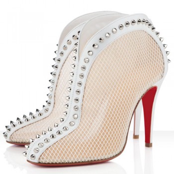 Replica Christian Louboutin Bourriche 100mm Ankle Boots White Cheap Fake Shoes