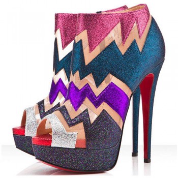 Replica Christian Louboutin Ziggy 140mm Ankle Boots Multicolor Cheap Fake Shoes