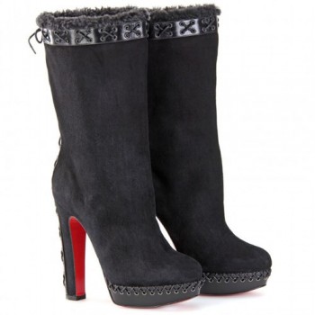 Replica Christian Louboutin Step N Roll 140mm Boots Black Cheap Fake Shoes