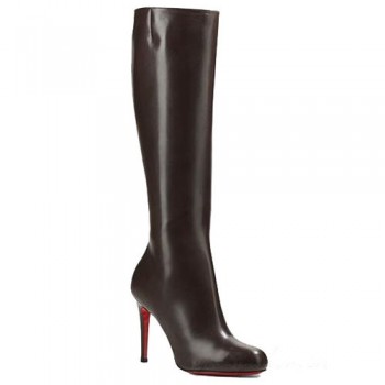 Replica Christian Louboutin Simple Botta 100mm Boots Chocolate Cheap Fake Shoes