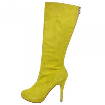 Replica Christian Louboutin Simple Botta 100mm Boots Yellow Cheap Fake Shoes