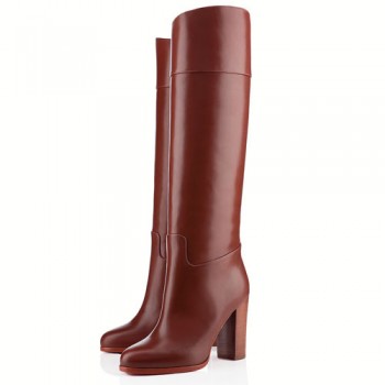 Replica Christian Louboutin Dartata 80mm Boots Chocolate Cheap Fake Shoes