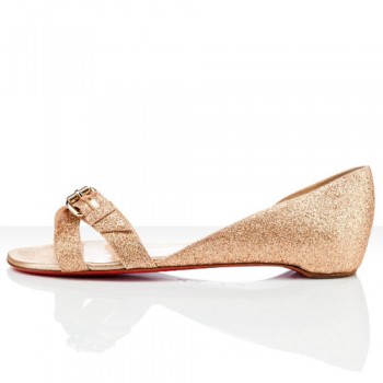 Replica Christian Louboutin Atalanta Flat Sandals Nude Cheap Fake Shoes