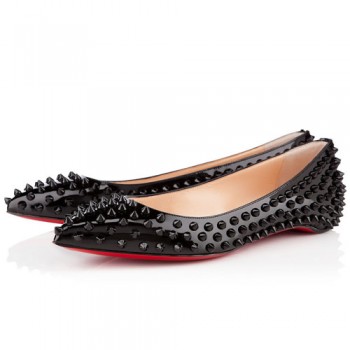 Replica Christian Louboutin Pigalle Spiked Ballerinas Black Cheap Fake Shoes