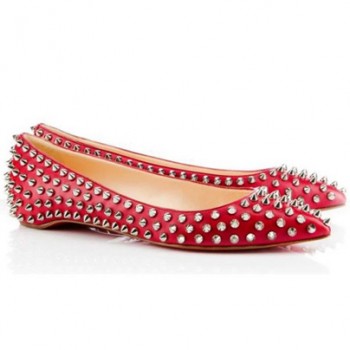 Replica Christian Louboutin Pigalle Spiked Ballerinas Red Cheap Fake Shoes