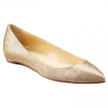 Replica Christian Louboutin Pigalle Glitter Ballerinas Gold Cheap Fake Shoes