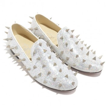 Replica Christian Louboutin Rollergirl Loafers White Cheap Fake Shoes