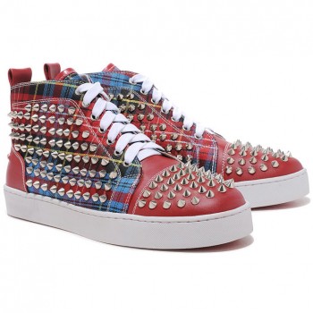 Replica Christian Louboutin Louis Spikes Sneakers Red Cheap Fake Shoes