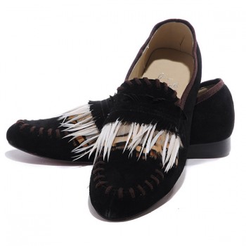 Replica Christian Louboutin Croc Woodoo Loafers Black Cheap Fake Shoes