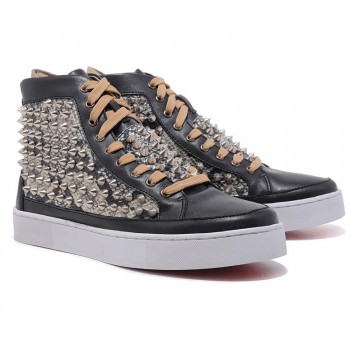 Replica Christian Louboutin Louis Spikes Sneakers Black Cheap Fake Shoes