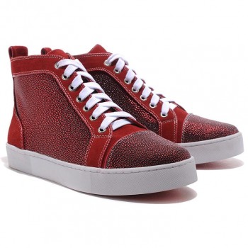 Replica Christian Louboutin Louis Strass Sneakers Red Cheap Fake Shoes