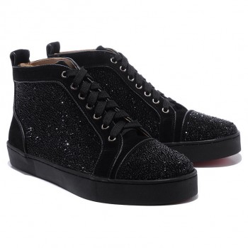 Replica Christian Louboutin Louis Strass Sneakers Black Cheap Fake Shoes