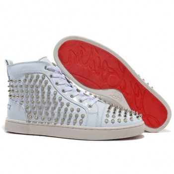 Replica Christian Louboutin Louis Spikes Sneakers White Cheap Fake Shoes