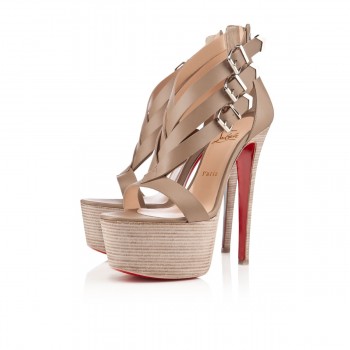Replica Christian Louboutin Charleze 160mm Sandals Stone Cheap Fake Shoes